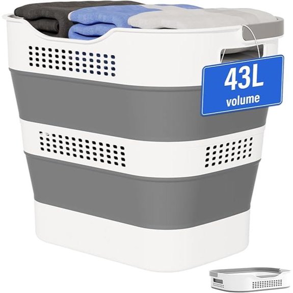 Collapsible 43L Laundry Basket with Handles