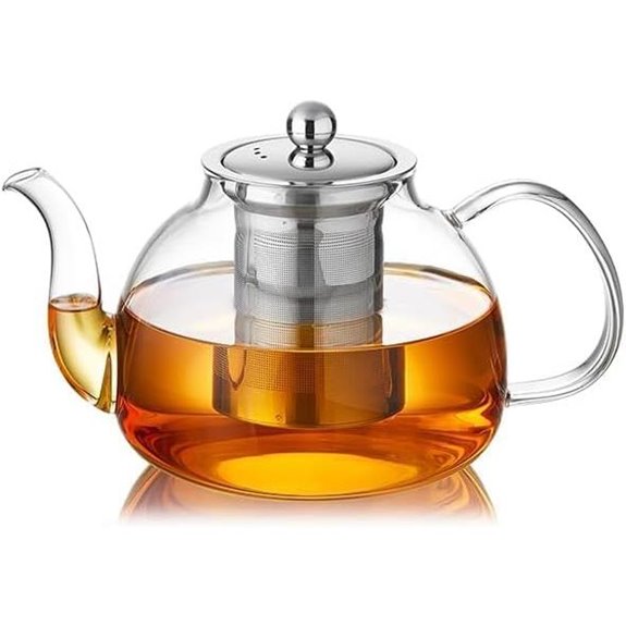 Glass Teapot with Infuser 40oz Dishwasher Safe