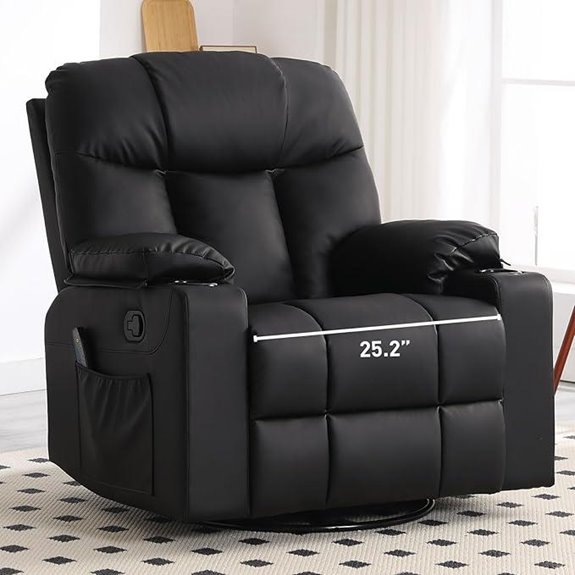 Bonzy Home Oversized Swivel Recliner with Heating