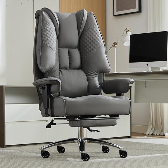 Big & Tall Leather Office Chair with Foot Rest