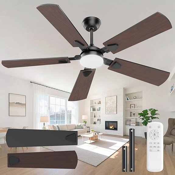 52-Inch Modern Ceiling Fan with Lights and Remote