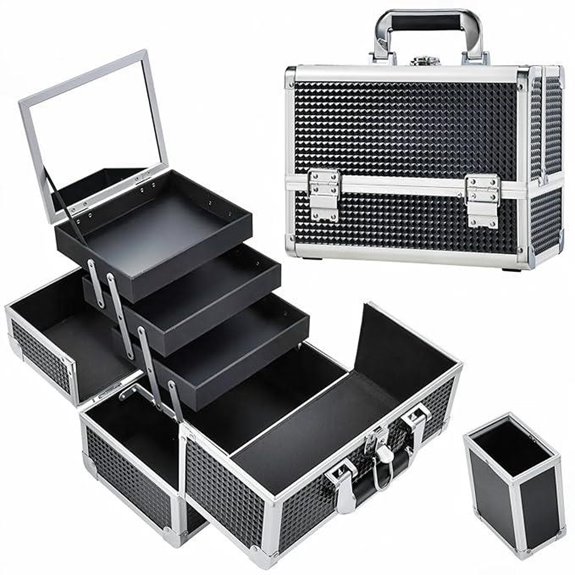 Joligrace Large Makeup Train Case with Mirror