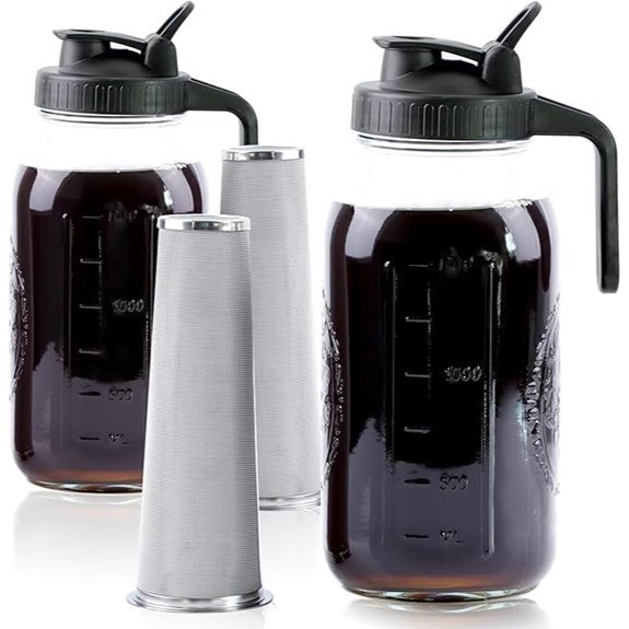 Cold Brew Coffee Maker 64 Oz Mason Jar Set
