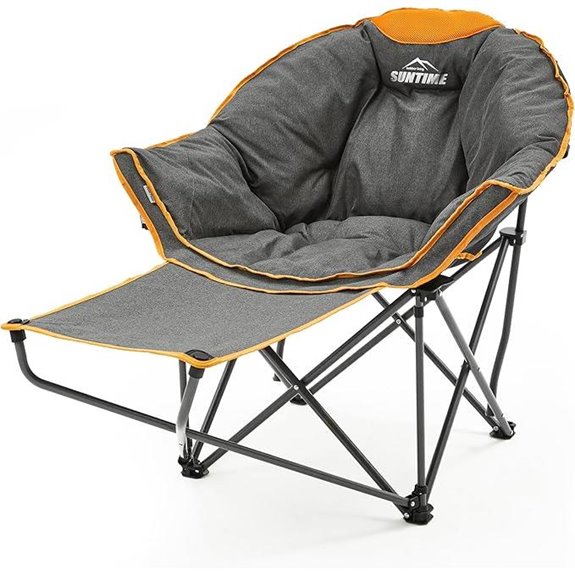 Oversized Padded Camping Chair with Footrest Orange