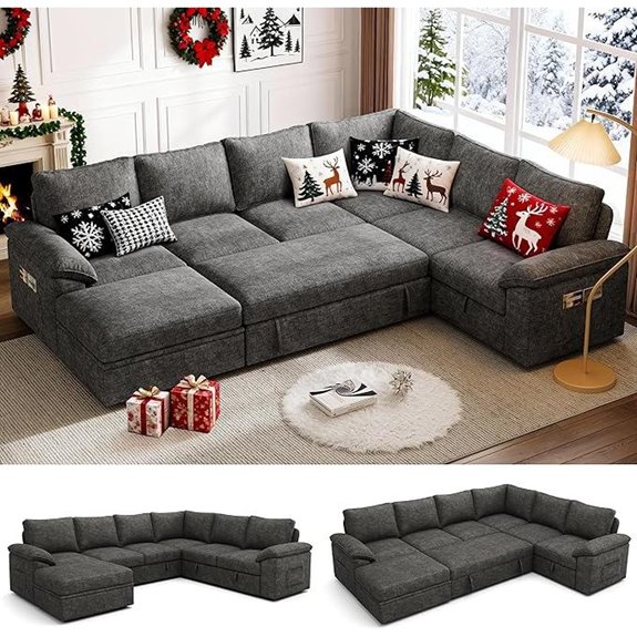 108-Inch U-Shaped Sectional Sleeper Sofa with Storage