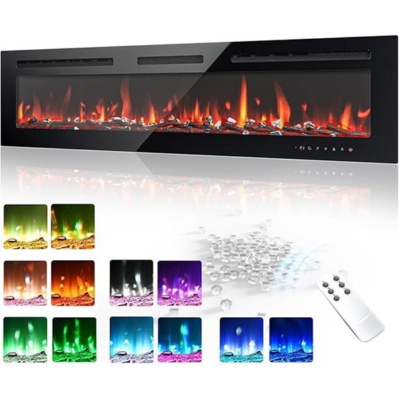 EUHOMY 60 Inch Recessed & Wall Mount Electric Fireplace
