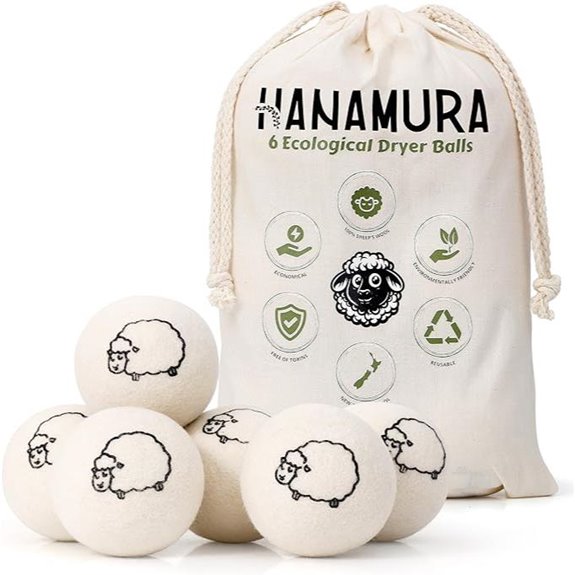 Hanamura 6 XXL Wool Dryer Balls for Laundry