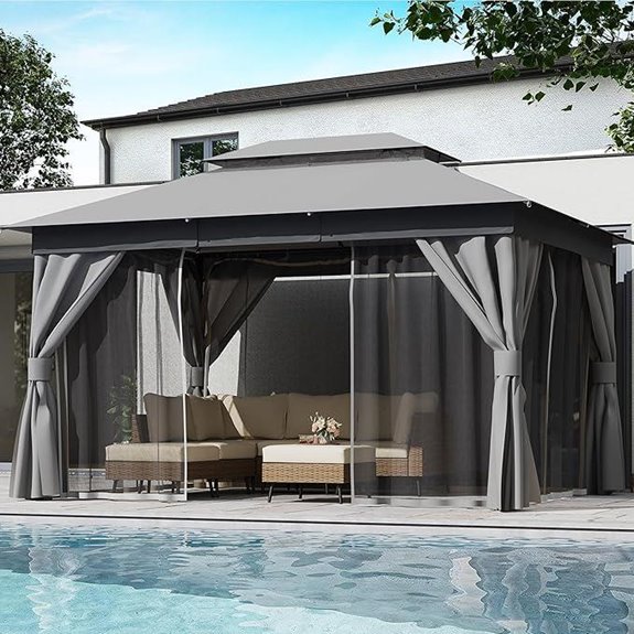 LAUSAINT HOME 10'x13' Outdoor Patio Gazebo with Mosquito Net