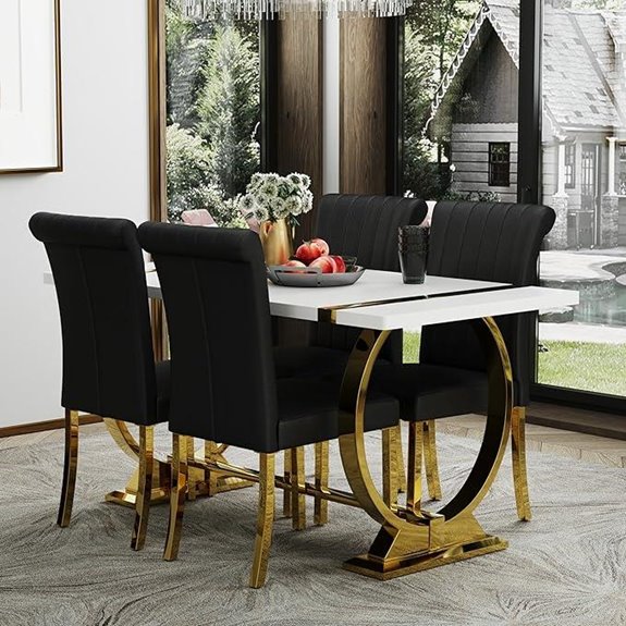 ACEDÉCOR 5-Piece Dining Set with Leather Chairs