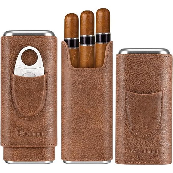 COOL KNIGHT Leather Cigar Case with Cutter