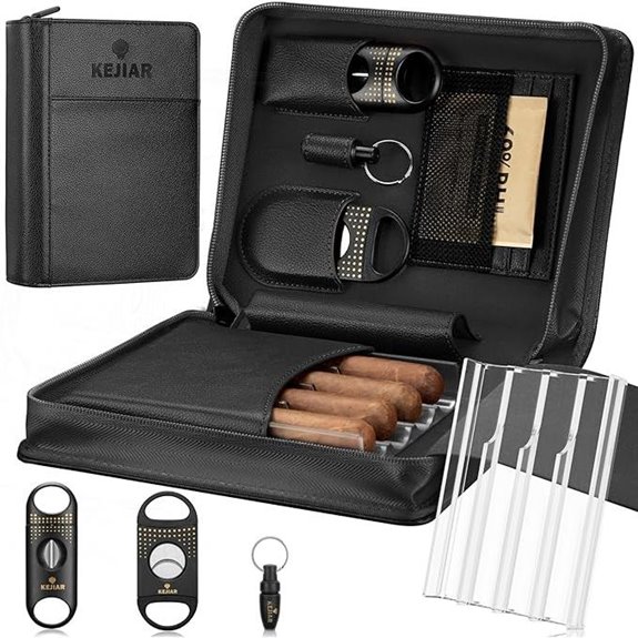 Leather Cigar Humidor & Accessory Gift Set