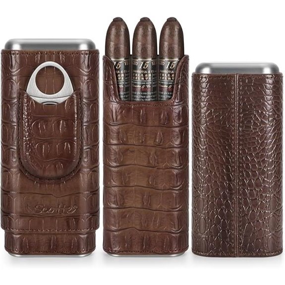 Scotte Leather Cigar Travel Case with Cutter