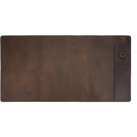 Hiram Crazy Horse Leather Desk Mat with Wireless Charging