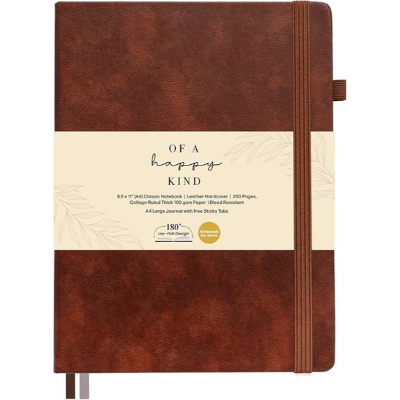 Classic Leather Journal Notebook 8.5x11 with Pockets