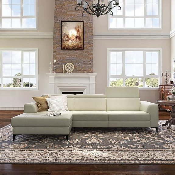 Genuine Leather L-Shaped Sectional Sofa with Recline