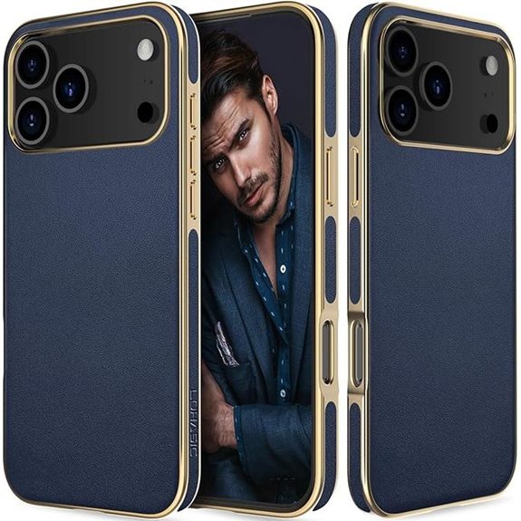 LOHASIC Leather iPhone 17 Pro Max Case Navy Blue