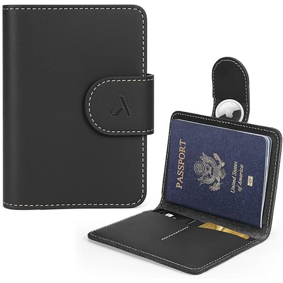 ALLIVE Leather Passport Holder with AirTag Pocket