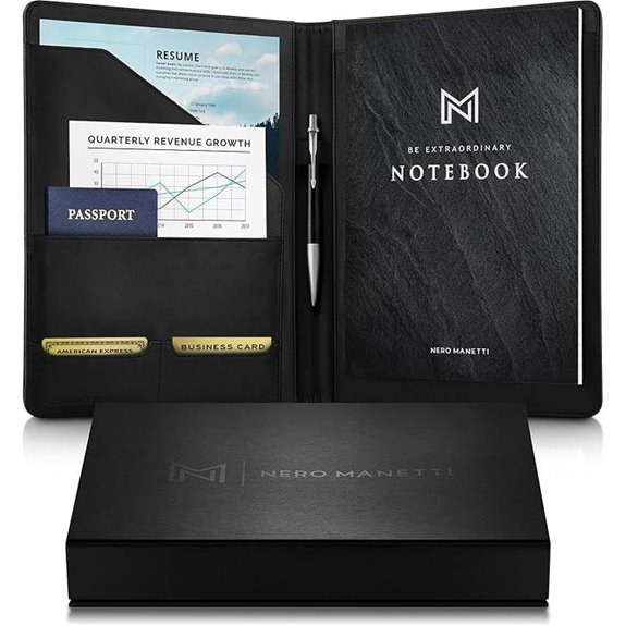 NERO MANETTI Leather Portfolio Notepad Holder