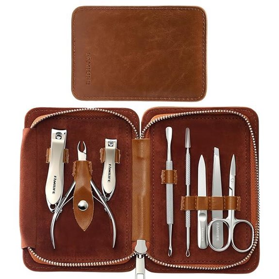 FAMILIFE Manicure Set with Leather Travel Case