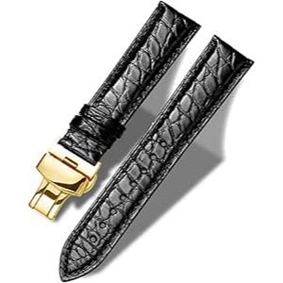 Genuine Leather Watch Band with Deployment Buckle