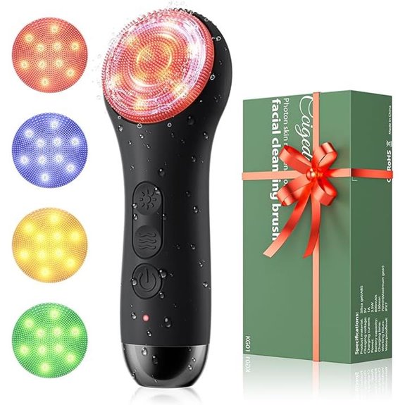 Electric Facial Cleansing Brush with LED & Heat
