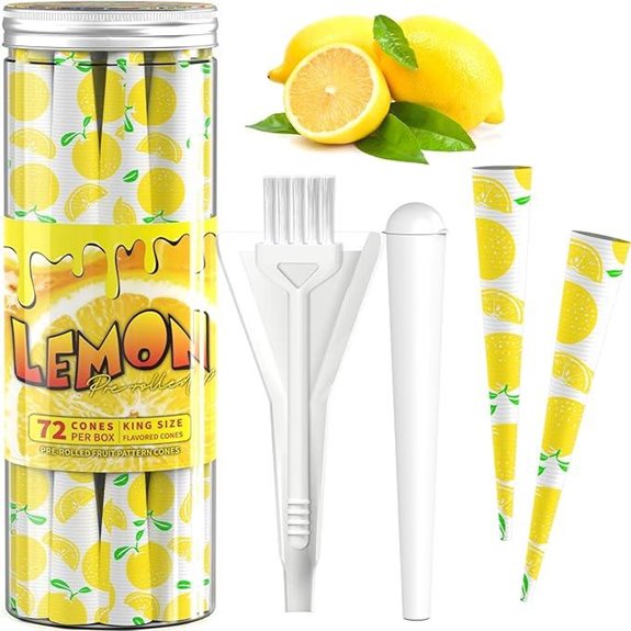 Cones Rolling Paper Set 72 Pack Lemon Flavor