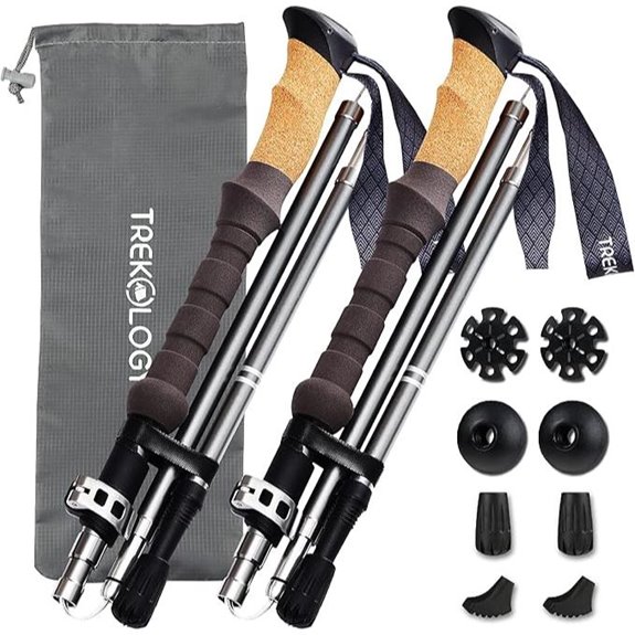 TREKOLOGY Cork Grip Trekking Poles Lightweight & Adjustable