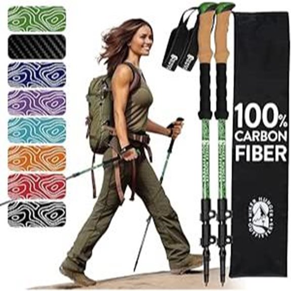 Carbon Fiber Trekking Poles with Cork & Locking System