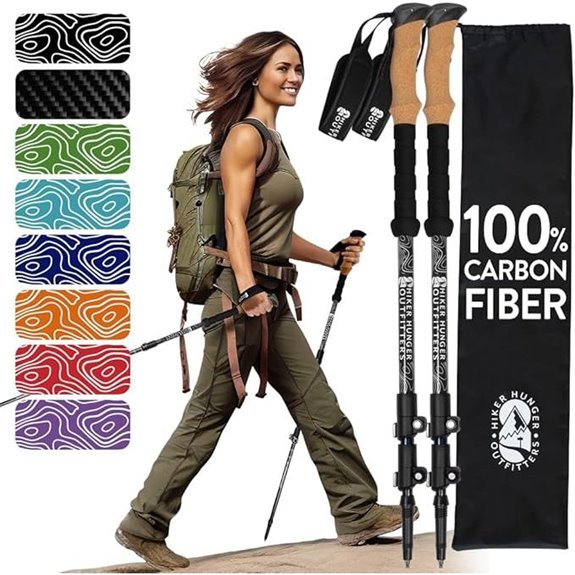 Carbon Fiber Trekking Poles with Cork & Flip Locks
