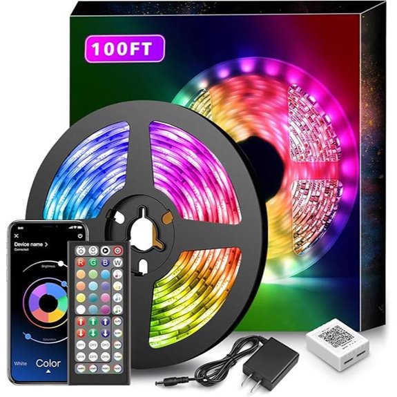 Nexillumi 100ft Music Sync LED Strip Lights with App