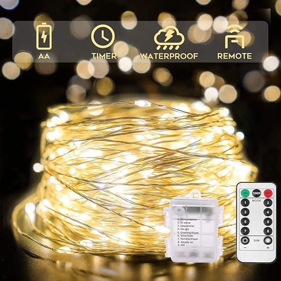 Suddus 66ft 200 LED Outdoor String Lights with Remote