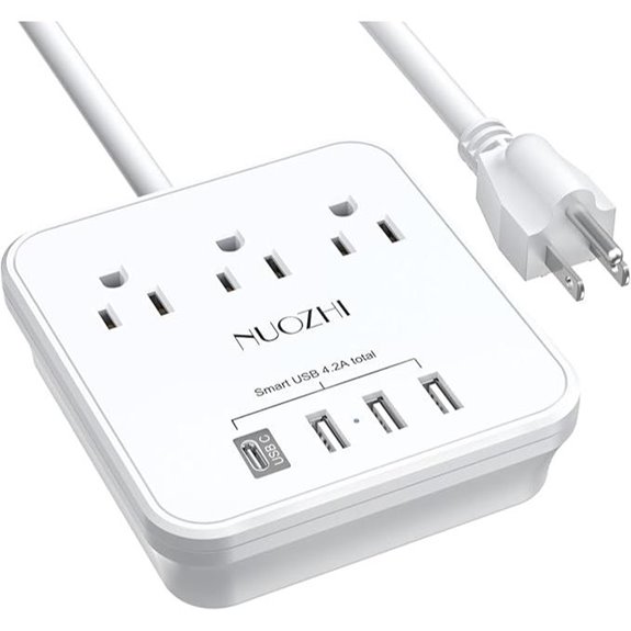 NUOZHI 6 Ft Power Strip with USB Ports