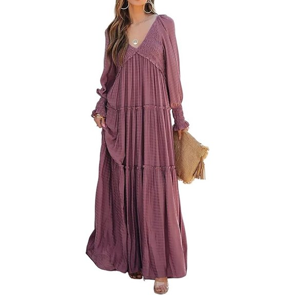 R.Vivimos Long Sleeve Boho Maxi Dress