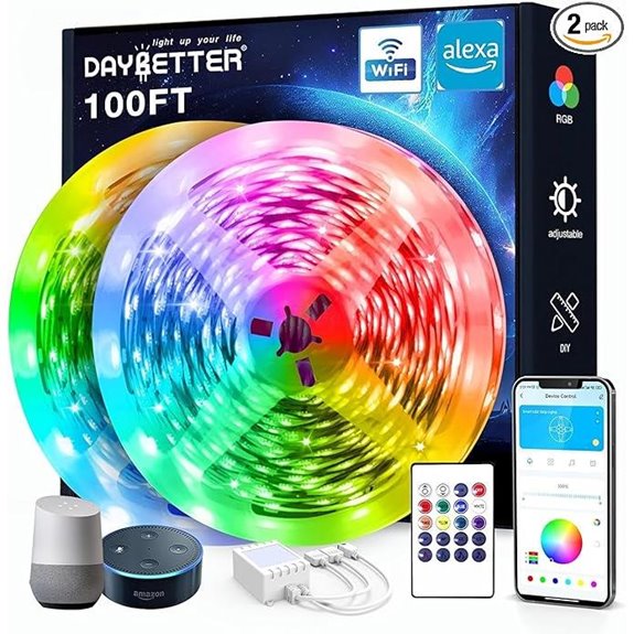 DAYBETTER 100 ft WiFi RGB LED Strip Lights