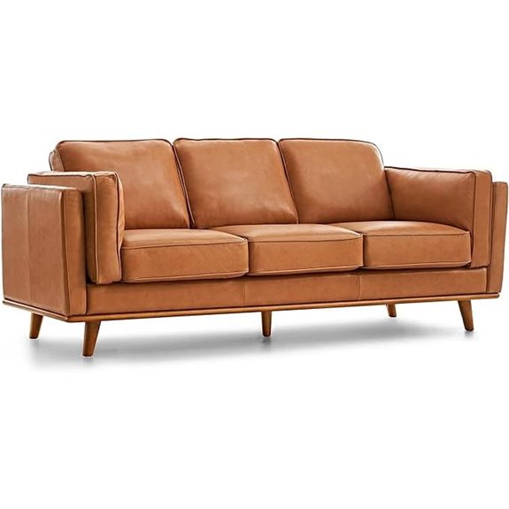Valencia Leather Sofa 88” with Nappa Leather & Solid Wood
