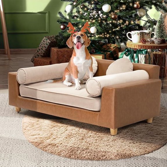 Luxury Leather Dog Sofa Bed for Large Pets