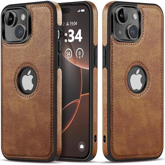 Luxury Leather iPhone 14 Business Case (Brown)
