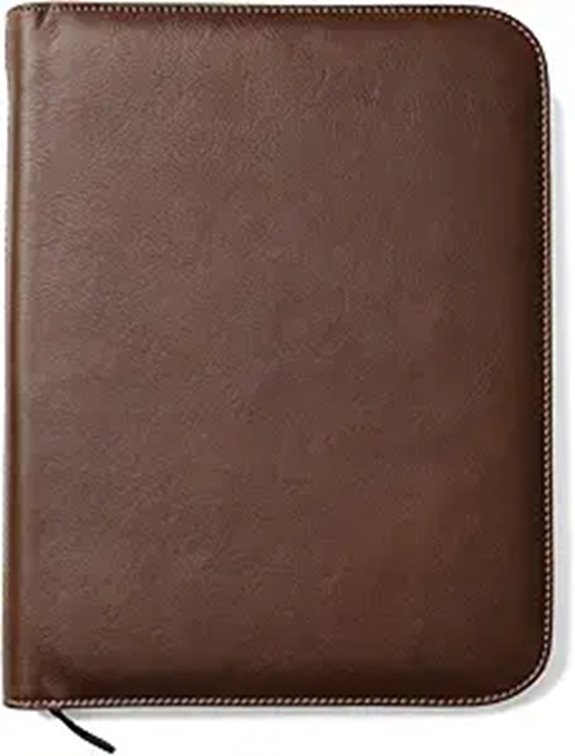 Premium Italian Leather Portfolio with Zipper and Organizer