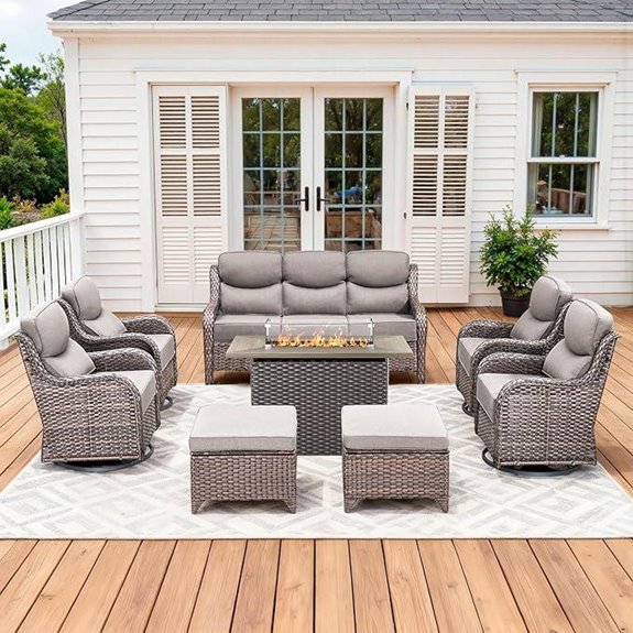 Luxury 8-Piece Patio Furniture Set with Fire Pit