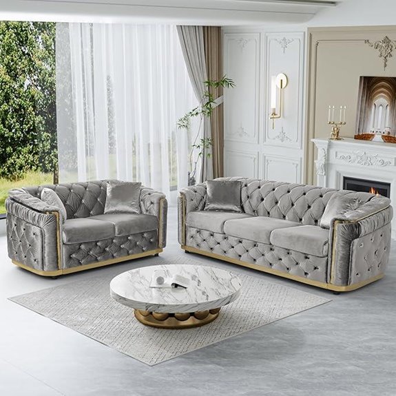 Luxury Velvet Chesterfield Sofa Set 2 + 3 Seaters