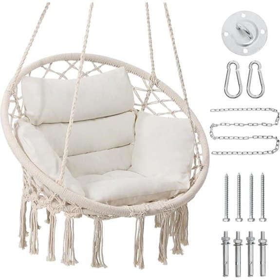 Macrame Hammock Swing Chair with Cushion