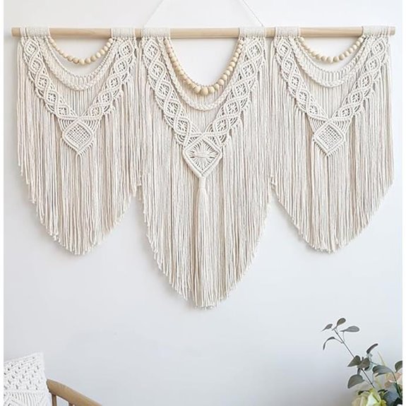 Achart Macrame Wall Hanging with Wooden Beads