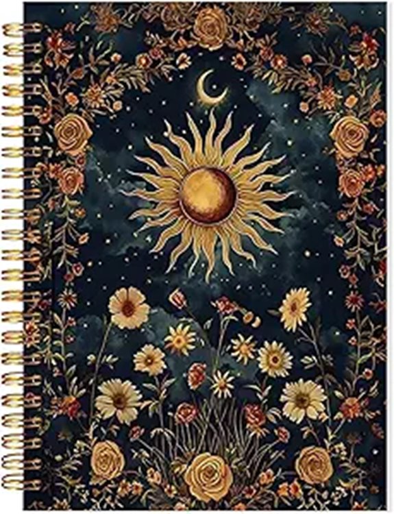 Celestial Floral Witchy Spiral Notebook for Women