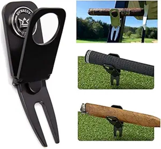 Magnetic Golf Cart Cigar Holder with Divot Tool