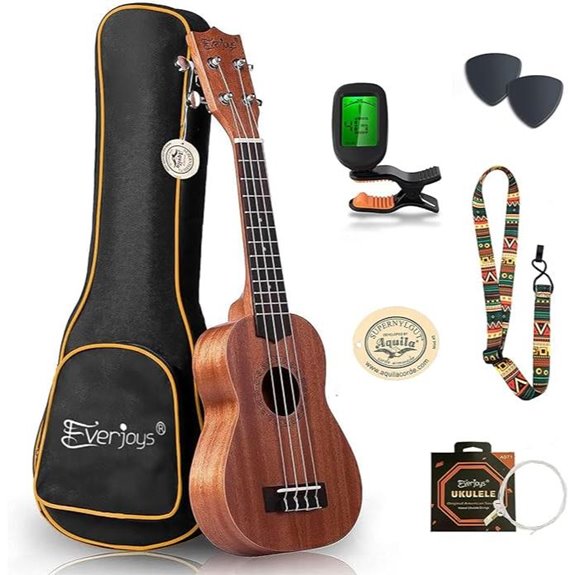 Everjoys Mahogany Soprano Ukulele Starter Kit