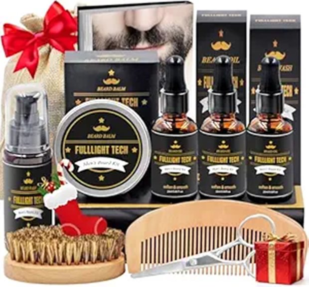 Men's Beard Grooming Kit with Oil Wash Balm Tools