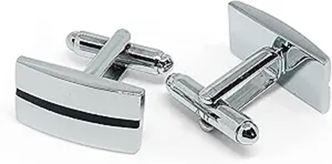 Anthony Harrison Men's Silver and Black Cufflinks
