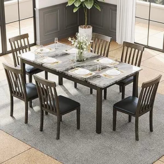 AMERLIFE 7-Piece Dining Set with Marble Table