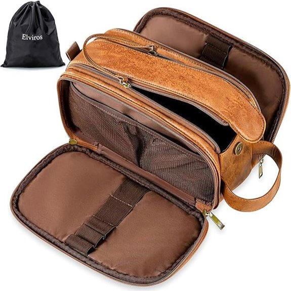 Elviros Men's Travel Toiletry Bag with Water-Resistant PU