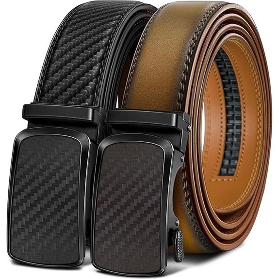 BULLIANT Men's Ratchet Leather Belt 2-Pack